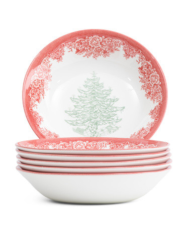 6Pk Christmas Tree Pasta Bowl Set | TJ Maxx