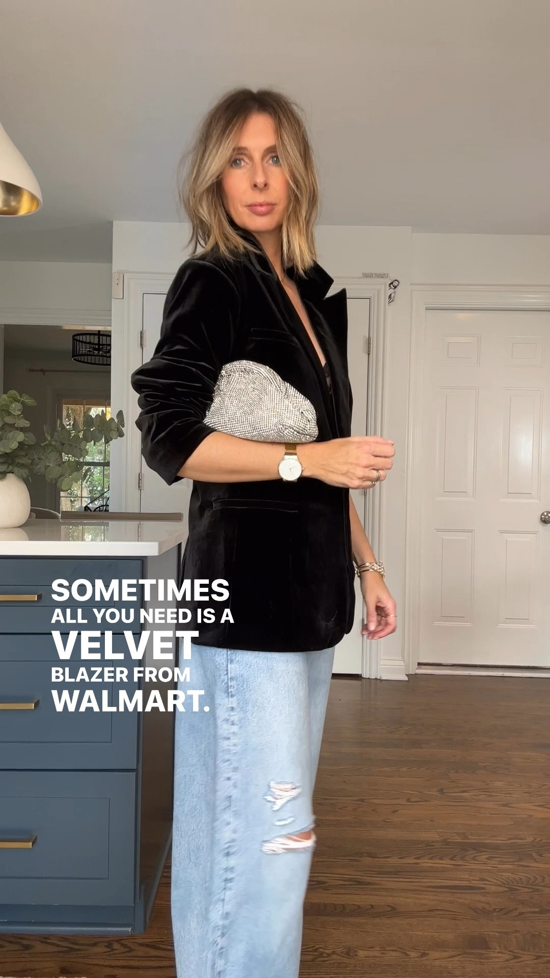 love this black velvet blazer for the holidays…and paired with a lighter wash denim too. don’t pack away those light jeans just because we’re hitting the colder seasons! 

wearing the large, needed the medium! 

i’m wearing a black lace bralette underneath (linked similar). 

jeans are an old h&m pair. i’ve linked another favorite pair!  


#effortlessstyle #styleover40 #walmartfashion #holidayoutfits 

effortless style + daily outfit inspo for over 40s.
holiday outfit, velvet blazer, blazer and jeans, style over 40, walmart find.

#LTKOver40 #LTKFindsUnder50 #LTKHoliday