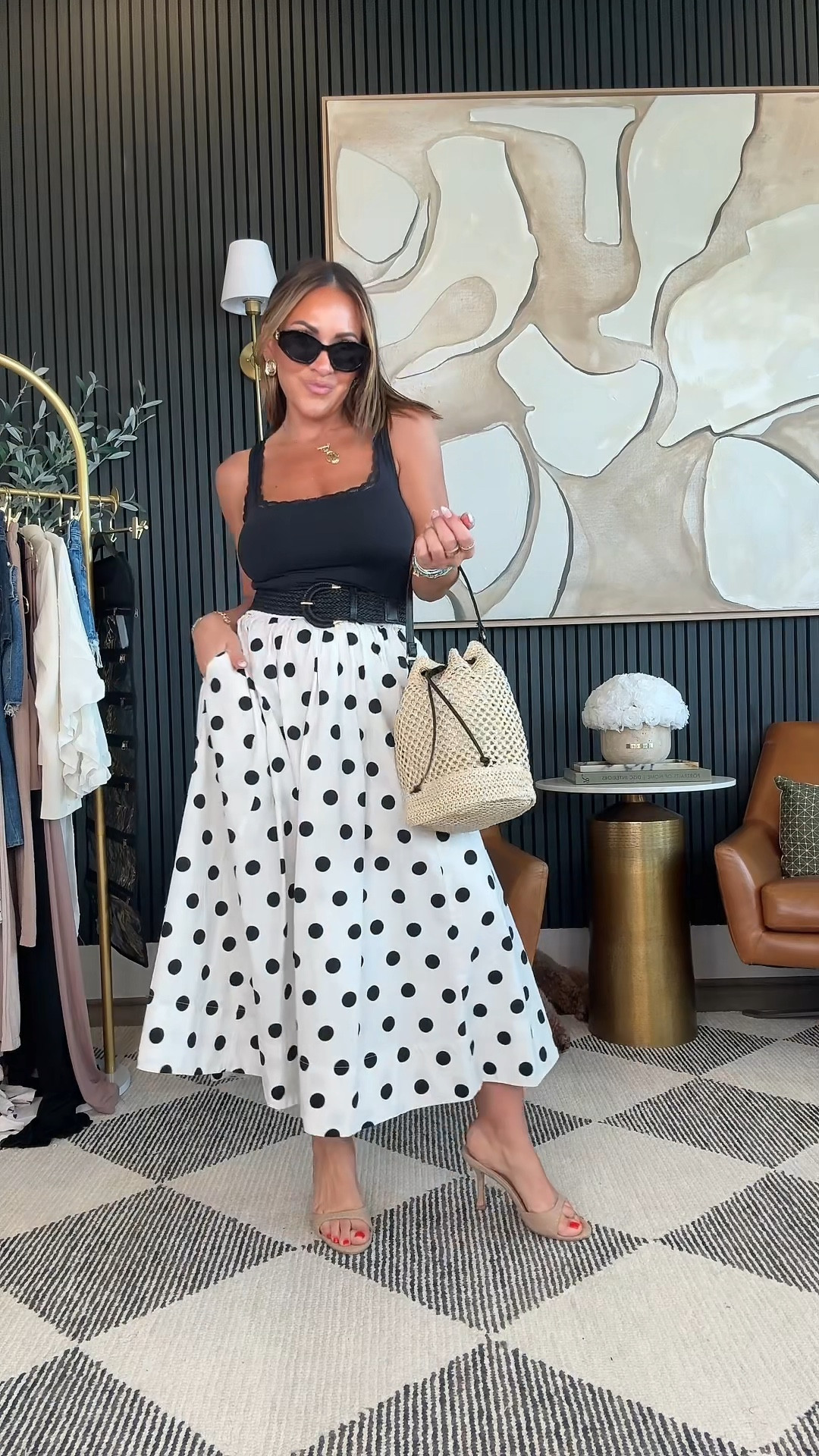Wait… how is this whole look Amazon?! 🖤🤍

This skirt is everything… flattering, lightweight, and gives that old money chic energy without the price tag 

Paired it with a fitted tank and my go-to straw bag for a summer vibe I’ll be wearing on repeat.

Wearing size small in the skirt
5’2” | 130 lbs | 34DD | 25” waist

#AmazonFashion #grwm #AmazonFinds #PetiteStyle #PolkaDotsDoneRight #OOTD #ChicOnABudget #SummerOutfitInspo #AmazonOutfit #affliate #TimelessStyle #LTKPetite #LTKFinds #AmazonLook