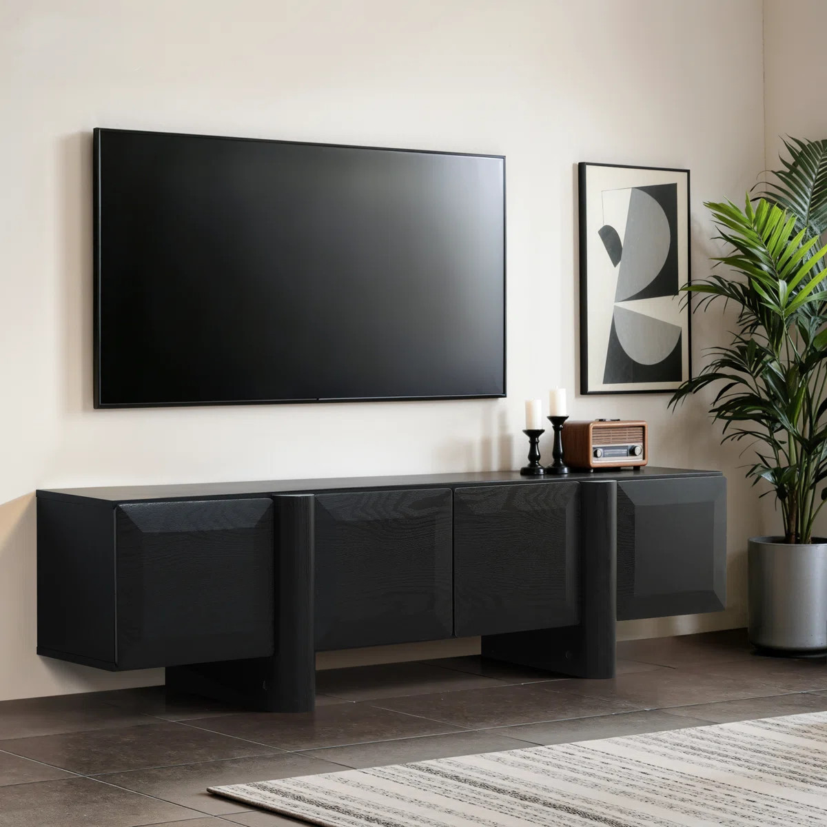 63'' W Black TV Stand with Storage for TVs up to 70'' | Wayfair North America