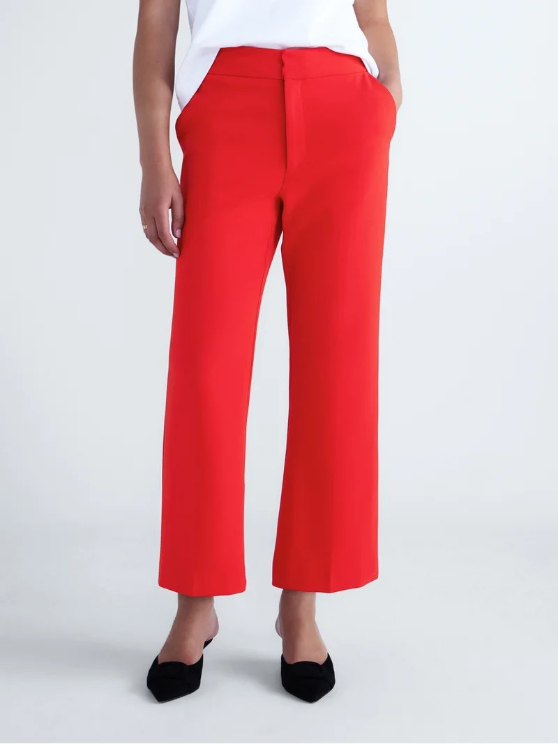 Free Assembly Women's and Women's Plus Cropped Kick Flare Trousers, 26" Inseam, Sizes 0-18 | Walmart (US)