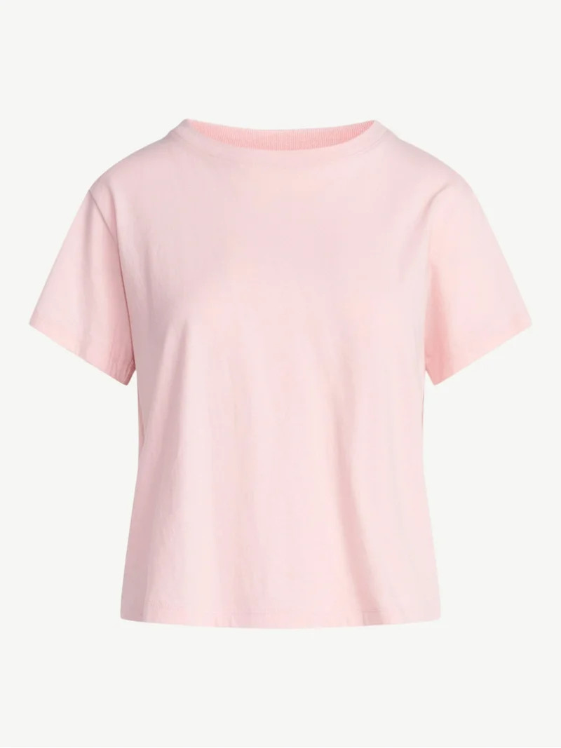 Free Assembly Women's and Women's Plus Cotton Cropped Boxy Tee with Short Sleeves, Sizes XS-4X | Walmart (US)