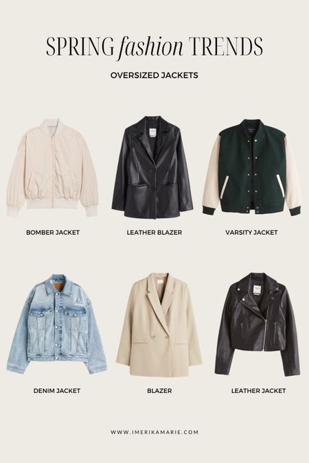 spring fashion trends. spring oversized jackets. bomber jacket. leather blazer. varsity jacket. denim jacket. blazer. leather jacket. abercrombie finds

#LTKunder50 #LTKstyletip #LTKunder100