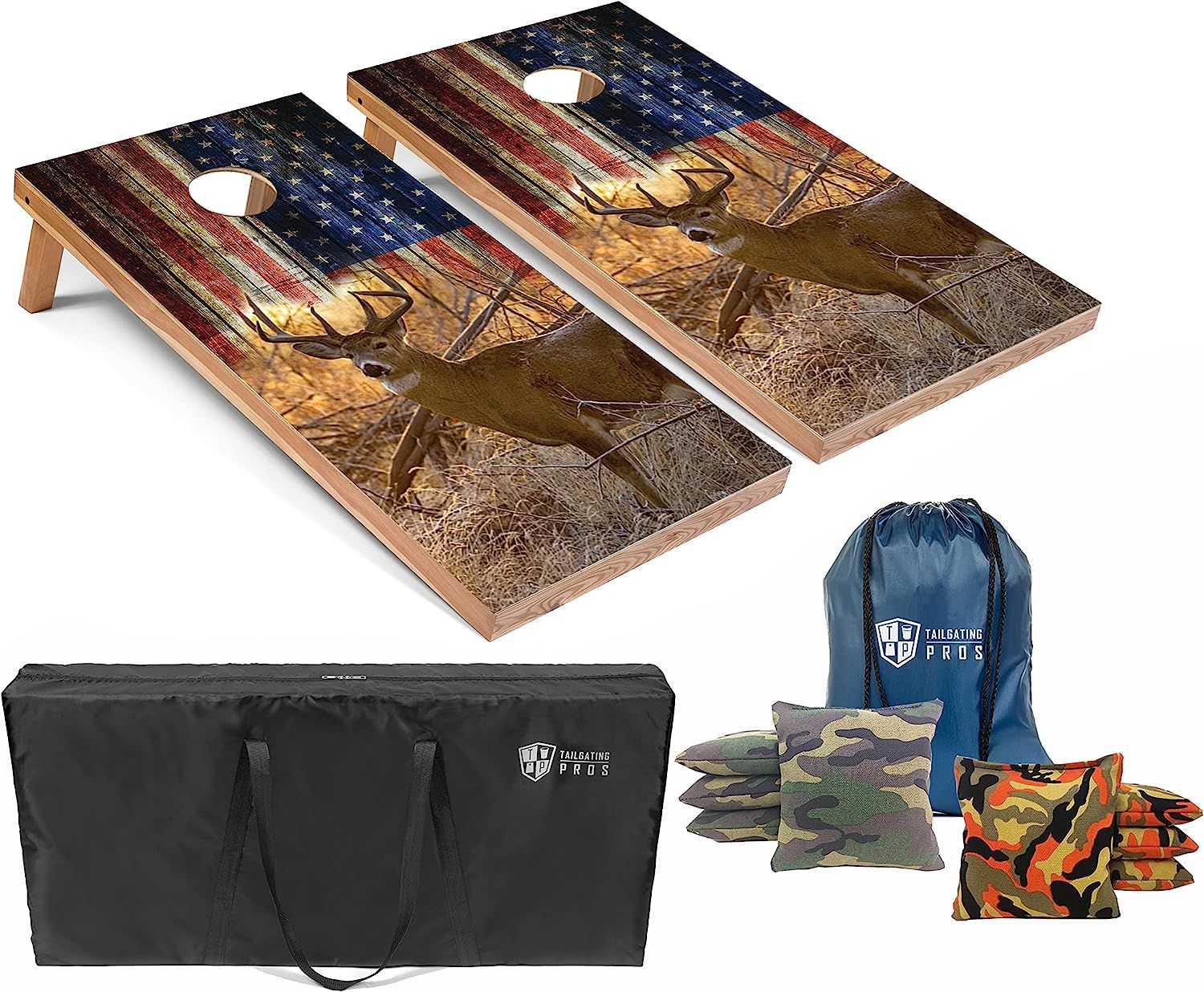 Tailgating Pros Corn Hole Board Set w/Bean Bags and Carrying Case-4'x2' Cornhole Toss - Tournamen... | Amazon (US)