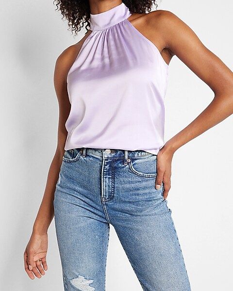 Conscious Edit Halter Neck Ruched Top | Express