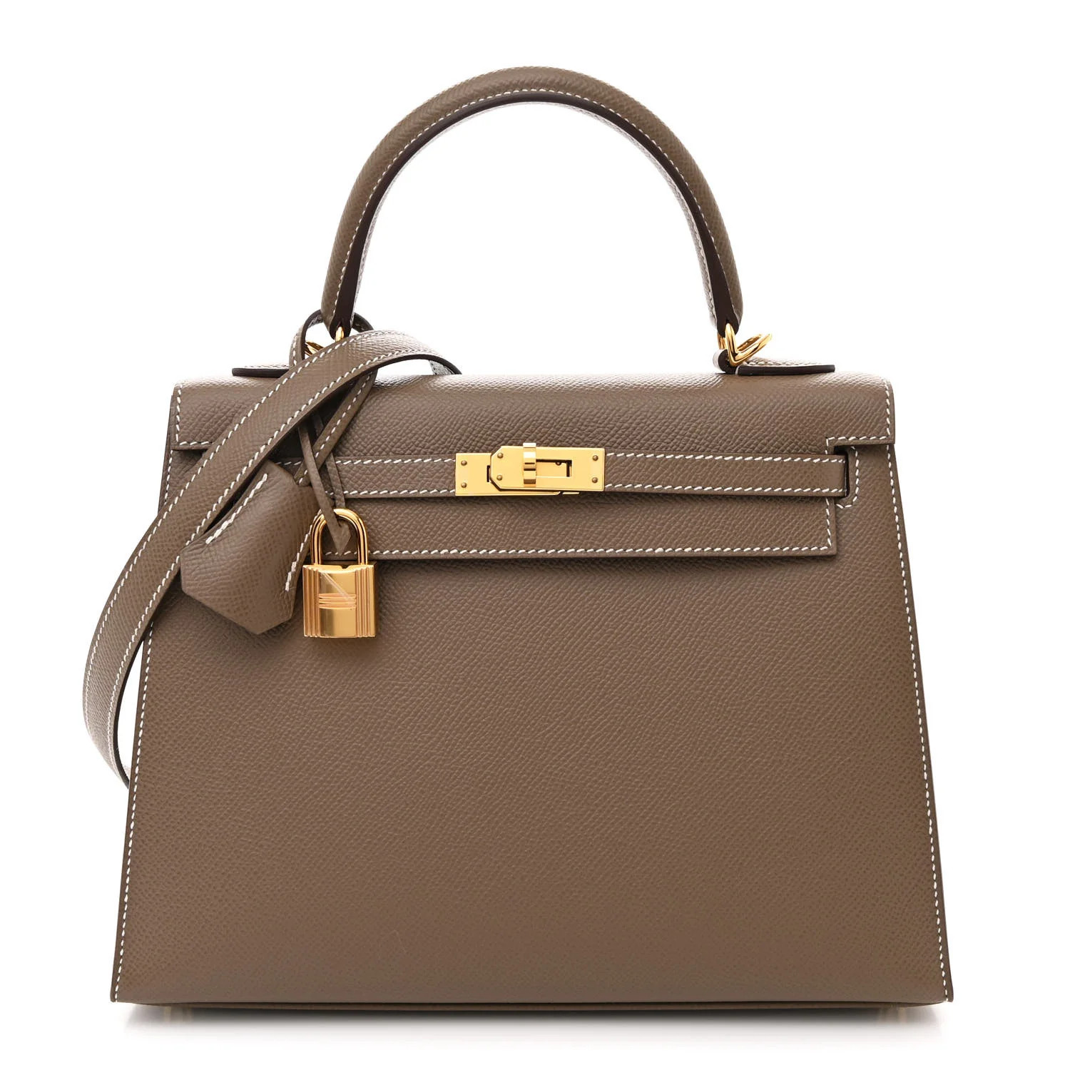 Epsom Kelly Sellier 25 Etoupe | FASHIONPHILE (US)