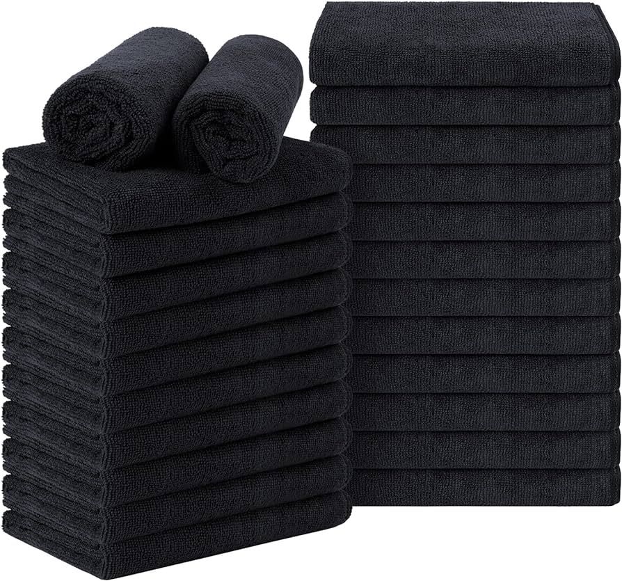 Orighty Black Salon Towel, Pack of 24(Not Bleach Proof, 16 x 27 Inches) Super Soft and Absorbent ... | Amazon (US)