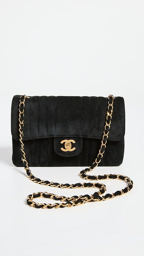 Chanel Black Suede Vertical Flap 9" | Shopbop