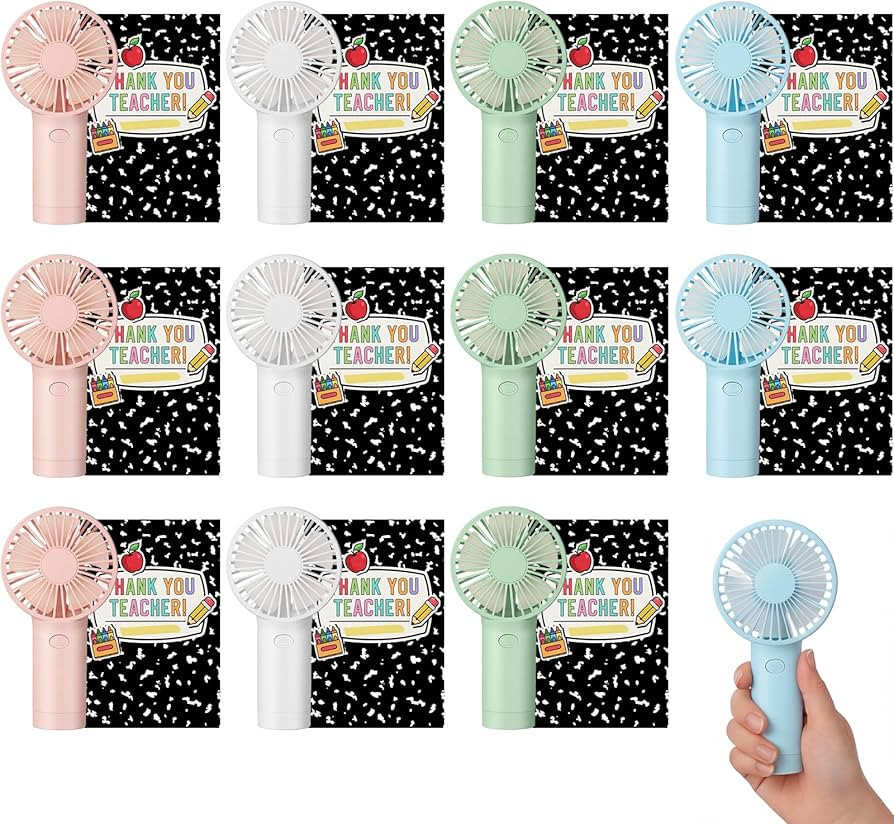 Sliner 12 Set Mini Portable Fan Teacher Appreciation Gift Bulk Handheld Fans & Matching Thank You... | Amazon (US)