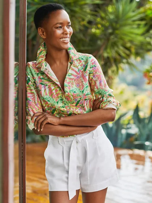 Britt Linen Shirt in Coral Gable | J.McLaughlin