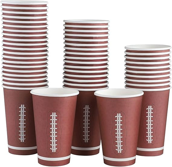 durony 50 Pack Football Themed Cups Large Paper Cups for Water Coffee Recyclable Drinking Cups fo... | Amazon (US)