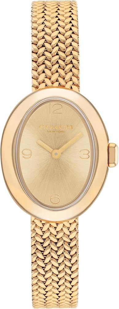 Coach Women's Sammy 2H Quartz Watch, 22.5 mm Petite Oval Case, Stainless Steel Mesh Bracelet, Pre... | Amazon (US)