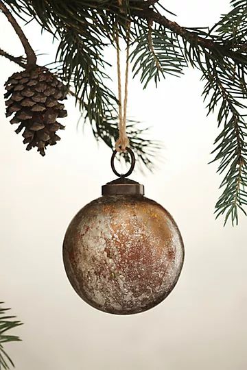 Aged Silver Glass Globe Ornament | Anthropologie (US)