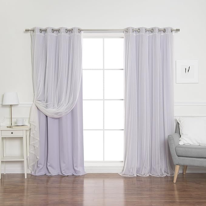 Best Home Fashion uMIXm Mix and Match Tulle Sheer Lace and Blackout 4 Piece Curtain Set – Stain... | Amazon (US)
