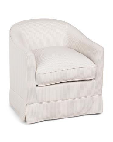 28x27 Scout Striped Swivel Chair With Kick Pleat Skirt | TJ Maxx