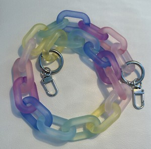 Frosted acrylic rainbow colours chunky chain link strap, silver hardware  | eBay | eBay CA