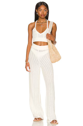 Maeve Knit Pant in Ivory | Cream White Beach Pants White Crochet Pants Outfit White Pant Set | Revolve Clothing (Global)