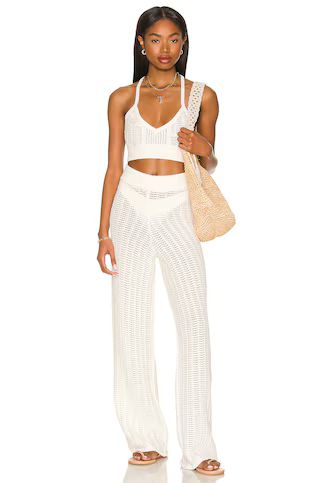 Maeve Knit Pant in Ivory | White Pant Set | White Crochet Top | White Pants Outfit Inspo | Revolve Clothing (Global)
