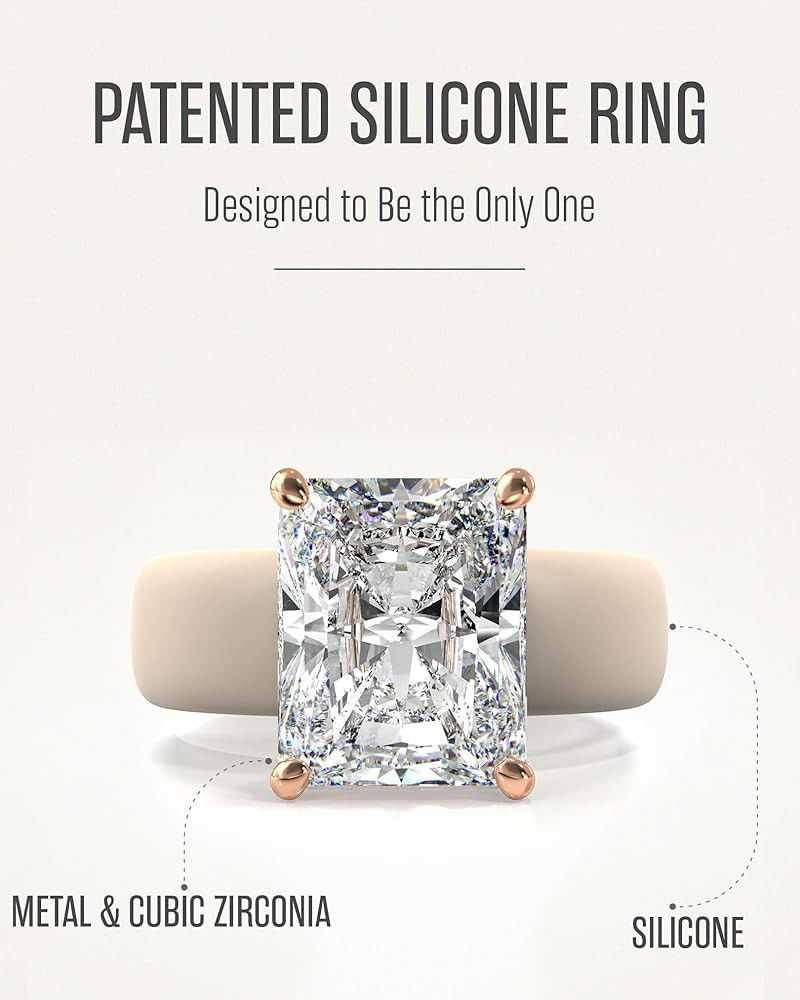 Rinfit Silicone Ring with Stone - Emerald Cut Cubic Zirconia Solitaire Engagement Ring for Women ... | Amazon (US)
