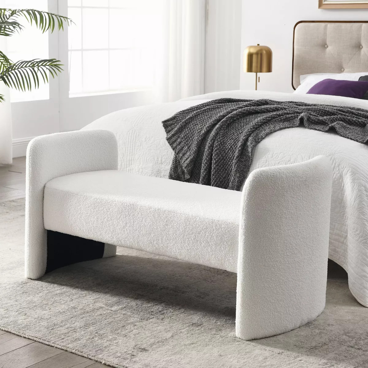 52" Bedroom End Bench, Modern Design Teddy Upholstered Bench - ModernLuxe | Target