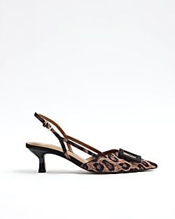 Brown Leopard Print Sling Back Court Shoes | River Island (UK & IE)
