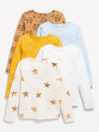 Long-Sleeve Softest T-Shirt Variety 5-Pack for Girls | Old Navy (US)