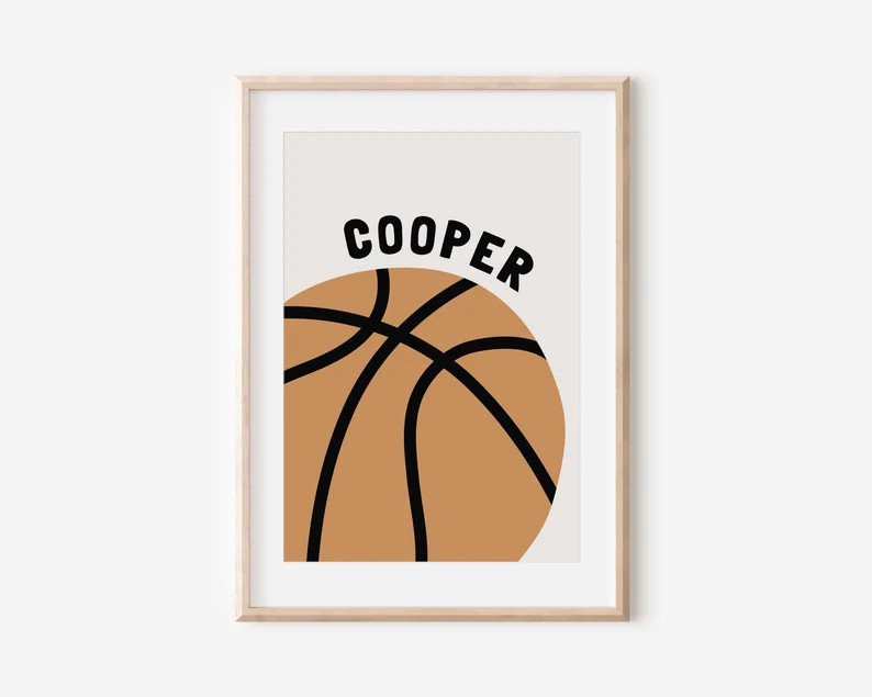 Personalized Name Basketball Downloadable Print, Minimalist Name Decor, Kids Room, Neutral Sport ... | Etsy (US)