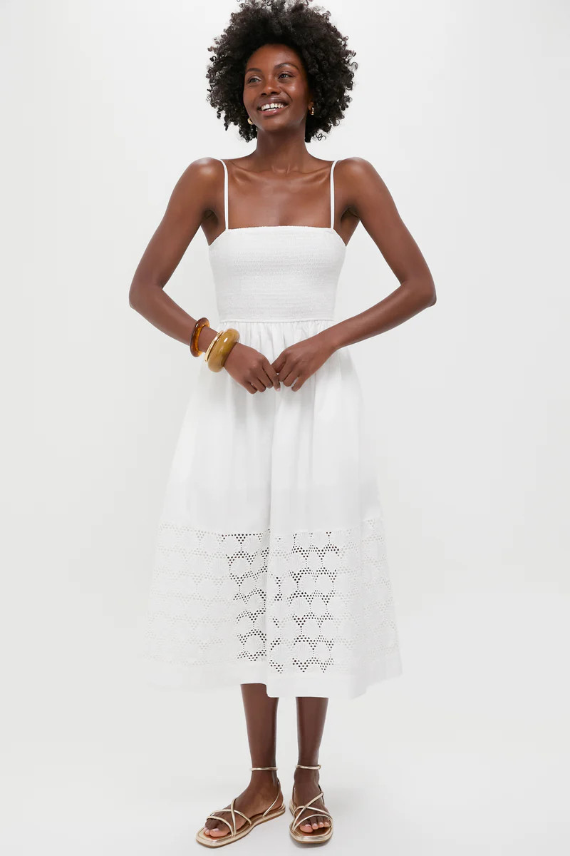 White Smocked Seashell Embroidery Harbor Dress | Tuckernuck (US)