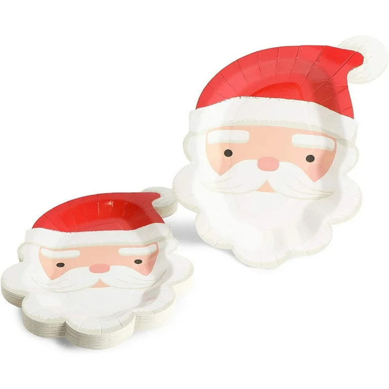 Santa Claus Paper Plates for Holiday Christmas Party (7.5 x 10 In, 24 Pack) | Walmart (US)