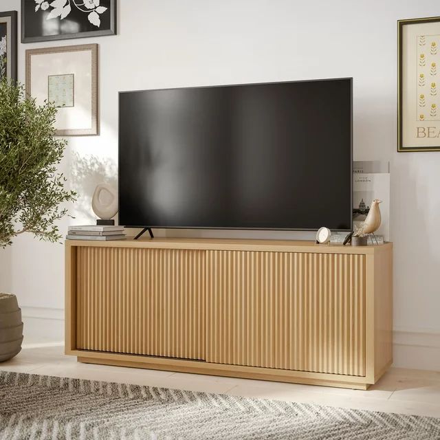 Beautiful Fluted TV Stand for TV’s up to 70” by Drew Barrymore, Warm Honey Finish | Walmart (US)