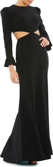 Cutout Detail Long Sleeve Trumpet Gown | Nordstrom