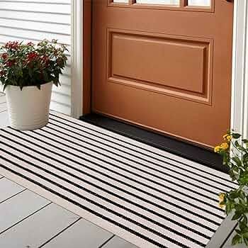 LEEVAN Black and White Striped Outdoor Rug Runner 24"x51" Amazon Home Decor Finds Amazon Favorites | Amazon (US)