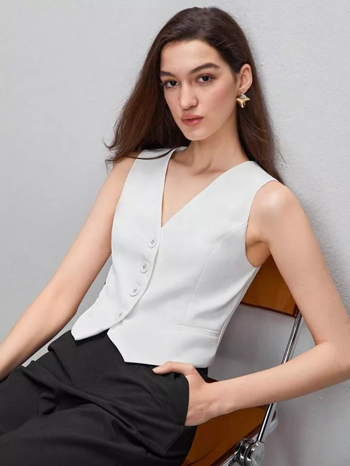 SHEIN BIZwear Button Front Vest … curated on LTK