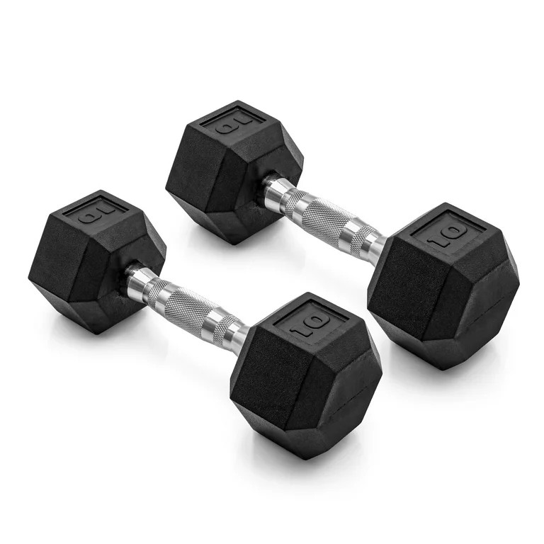 CAP Barbell, 10lb Coated Rubber Hex Dumbbell, Pair (No-Roll Design, Ergonomic Steel Handle, Durab... | Walmart (US)