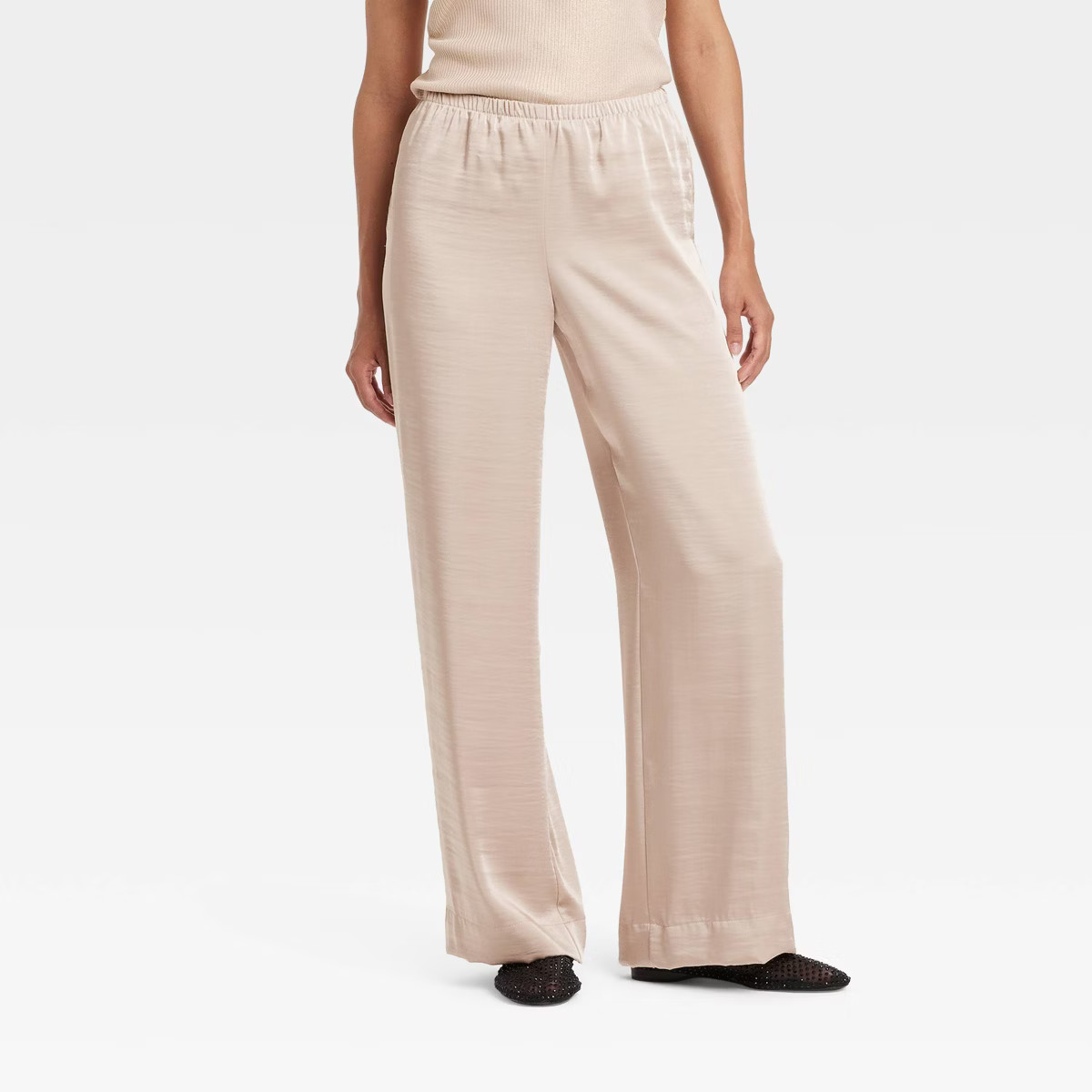 Women's Mid-Rise Straight Leg Satin Pull-On Pants - A New Day™ | Target