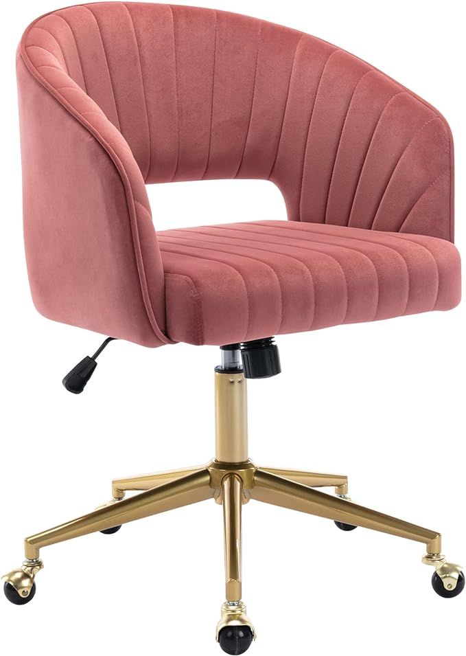 Home Office Chair Swivel Accent Armchair Velvet Upholstered Tufted Chairs for Girls Women Ergonom... | Amazon (US)