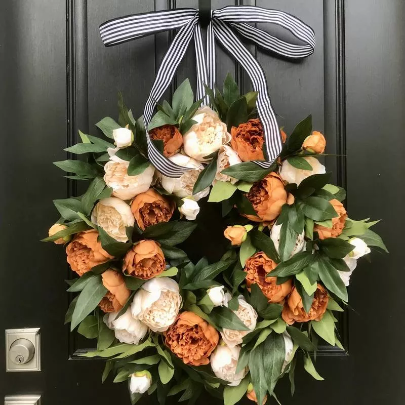 1pc Rose Flower Wreath Flower Decor Wreaths For Front Door - Temu