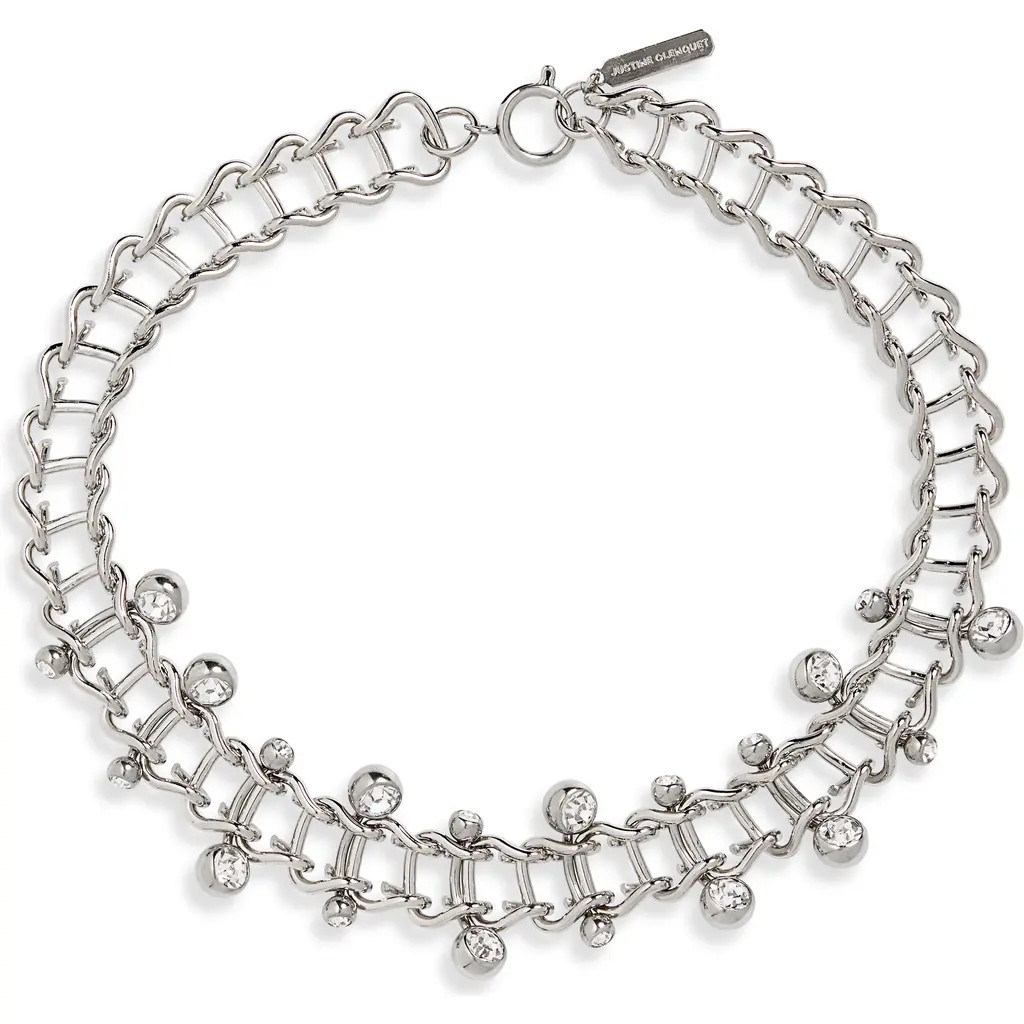 Justine Clenquet Mindy Pierced Choker Necklace in Crystal at Nordstrom | Nordstrom