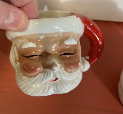 Vintage Christmas SANTA CLAUS FACE Mugs Cups Japan Ceramic Winking Set Of 4  | eBay | eBay US