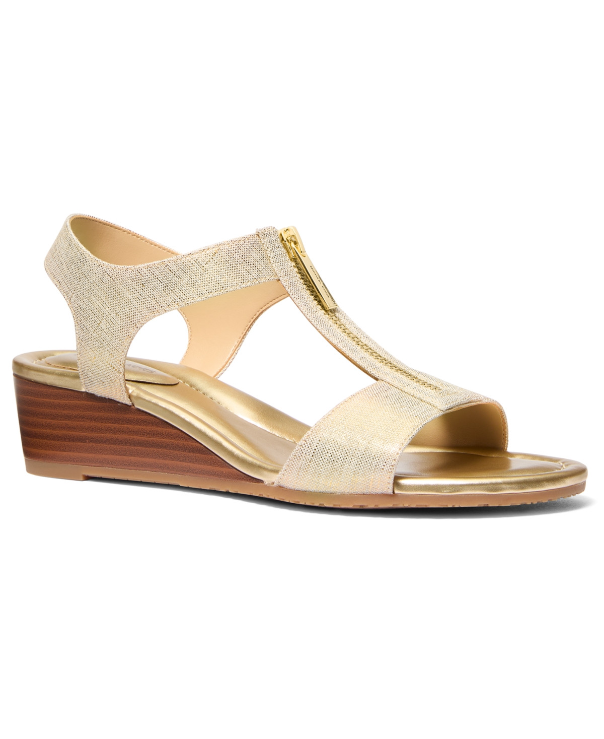 Michael Michael Kors Women's Berkley Wedge Sandals - Pale Gold Linen | Macy's