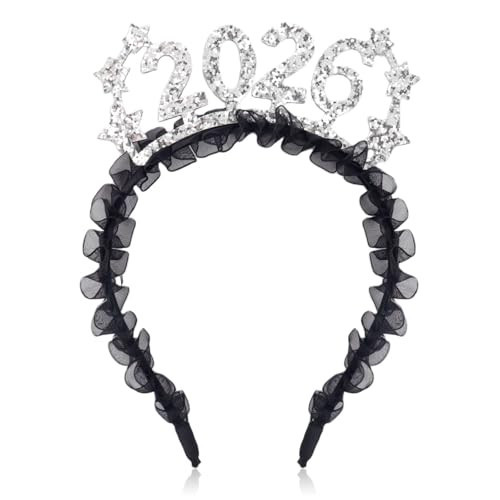 Pvoiue 2026 New Year's Eve Party Headband - Happy New Years Headband - Festive Party Dress Up Hairband, Star and Lace Embellishments - New Year's Eve Celebration Accessory 1Pcs Silver | Amazon (US)