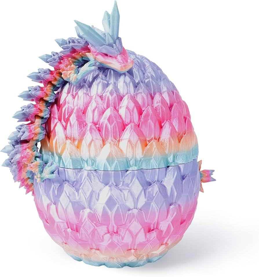 3D Printed Dragon Egg - 12 inch Dragon in Gemstone Egg, Flexible Dragon Fidget Toy, Dragon Collec... | Amazon (US)