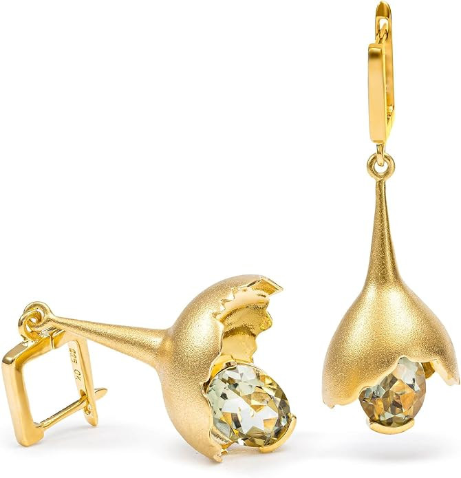 GERMAN KABIRSKI Gobl Core Sculptural Bell Drop Earrings 925 Sterling Silver in 14K Gold Plating N... | Amazon (US)