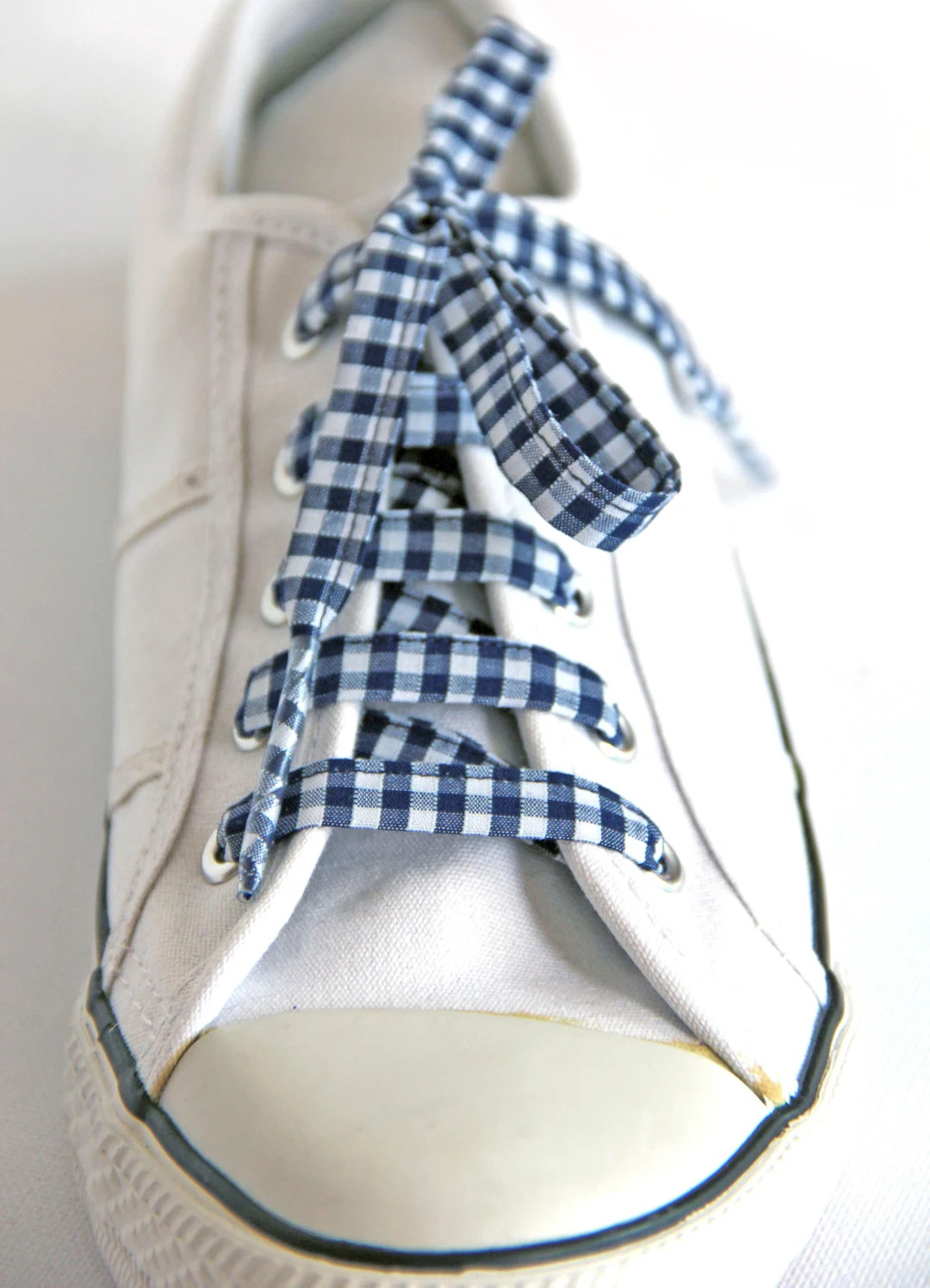 Navy Blue Gingham Shoelaces, Canvas Shoes, School Shoes, Retro look, Different Colours available | Etsy (US)