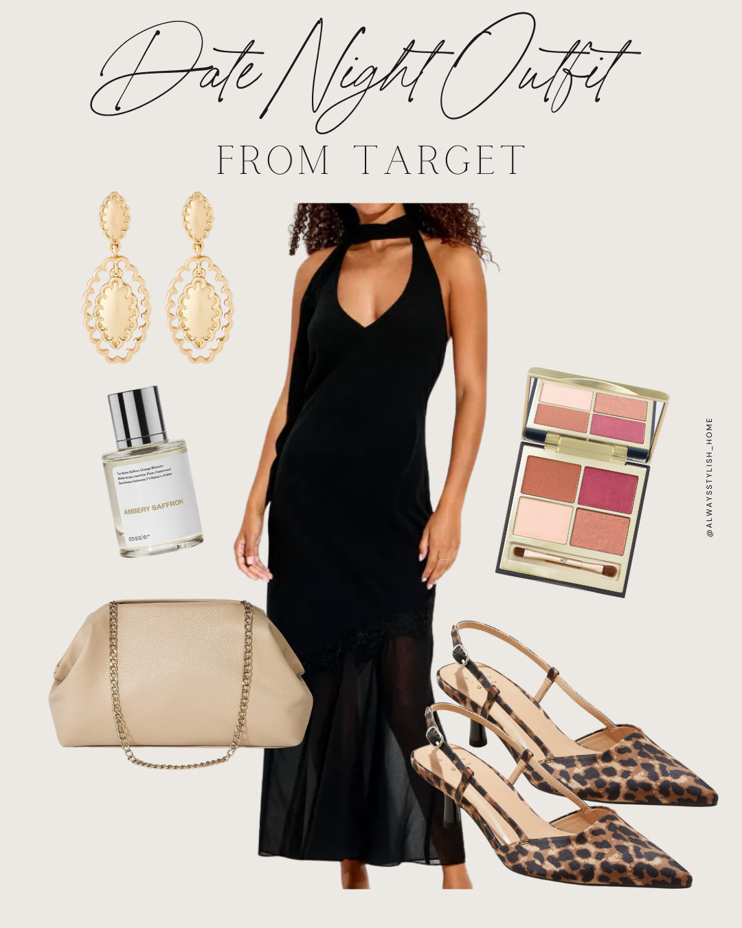 target date night outfit idea, date night outfit, black dress, cheetah heels, gold earrings, little black dress, date night style 

 #LTKdayinmylife #LTKgrwm #LTKootd