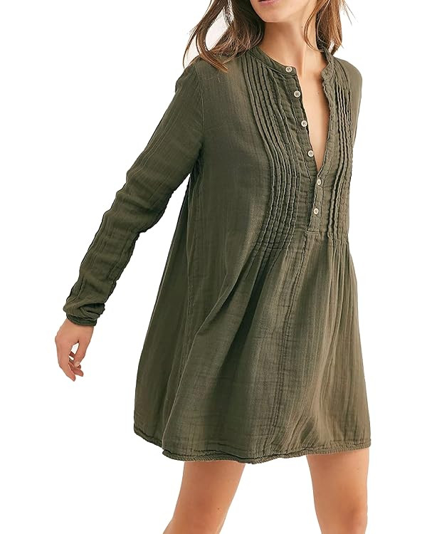 R.Vivimos Women's Tunic Dress Fall Cotton Button Down Long Sleeves Casual Mini Shirt Dress | Amazon (US)