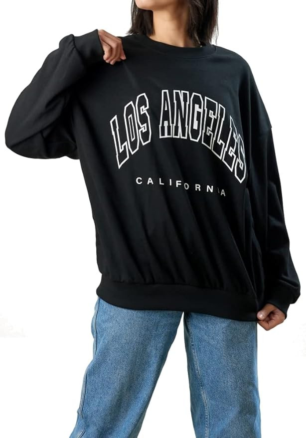 MAJECLO Women's Oversized Sweatshirt Los Angeles California Crewneck Long Sleeve Casual Loose Pul... | Amazon (US)