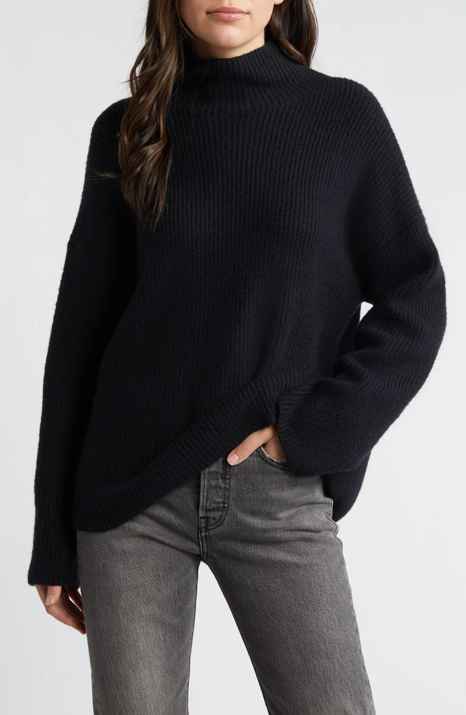 Relaxed Turtleneck Cotton Blend Sweater | Nordstrom