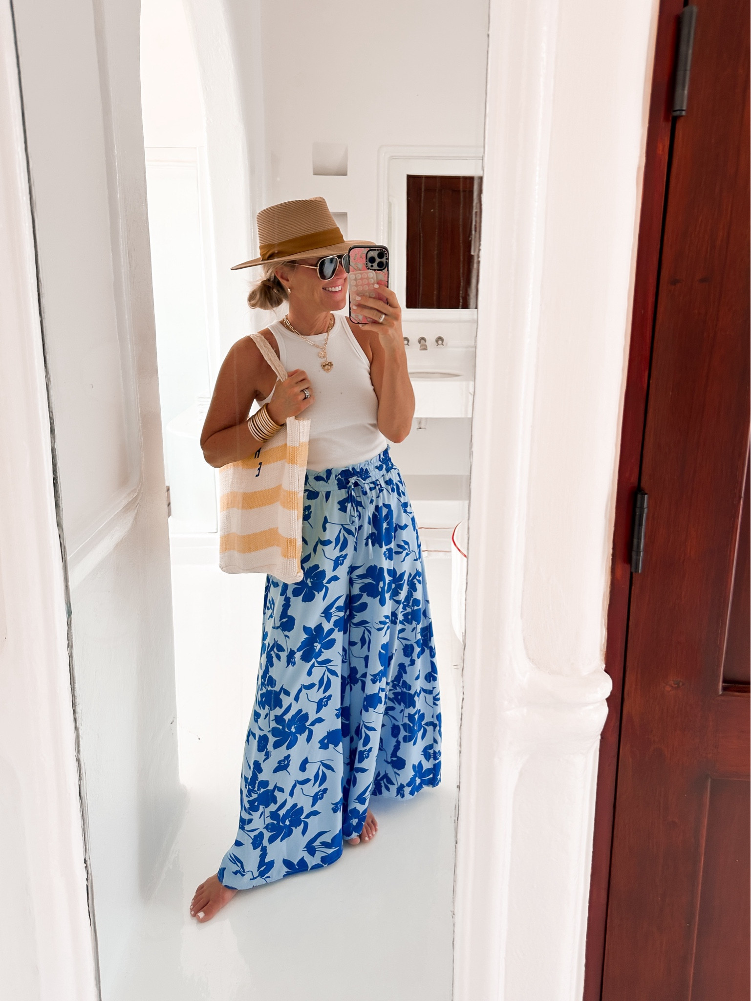 What I wore to breakfast this morning 💙 these pants are so fun!! (Bag is hotel’s) 

#LTKOver40