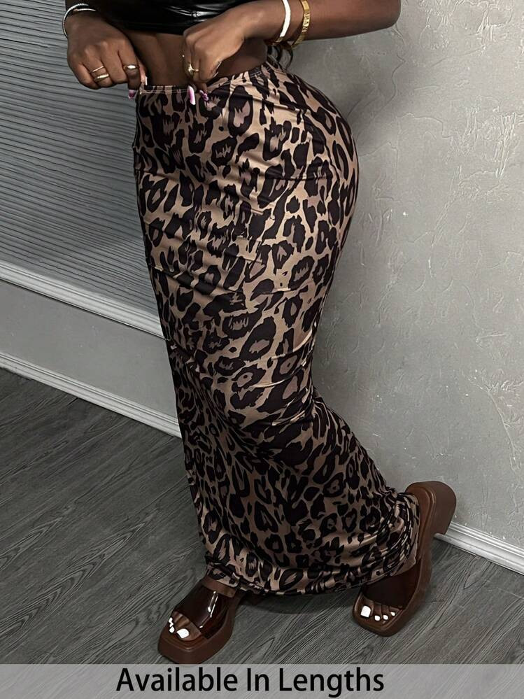 Leopard Print Long Casual Skirt | SHEIN
